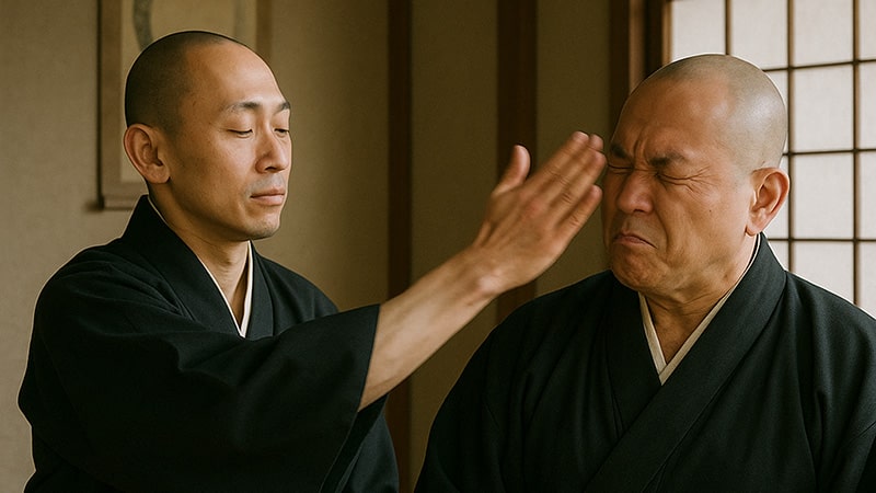 one zen monk slapping another in the face